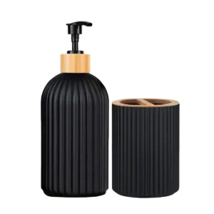 set accessoires salle de bain noir